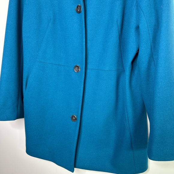 J. Jill Teal Blue Peacoat Coat Jacket Lined Funnel Neck Stretch Size Large - Picture 5 of 7